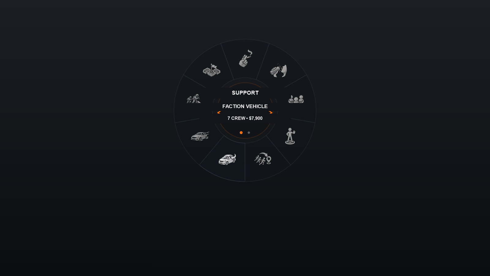 Roue d'actions RadialMenuUI en jeu